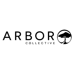 A green background with the words arbor collective in black.